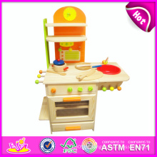 2014 novo fingir crianças brinquedo cozinha, popular crianças brinquedo conjunto de cozinha e best seller de madeira diy crianças brinquedo cozinha w10c081a